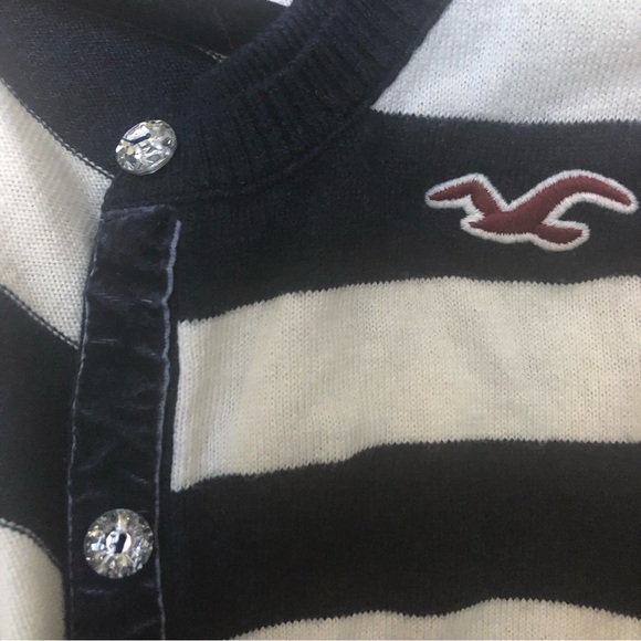 Hollister white and navy stripe cardigan LARGE L - Picture 7 of 7